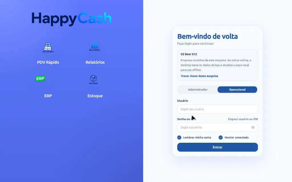 Passo 4: Login e Acesso (Admin x Operacional)